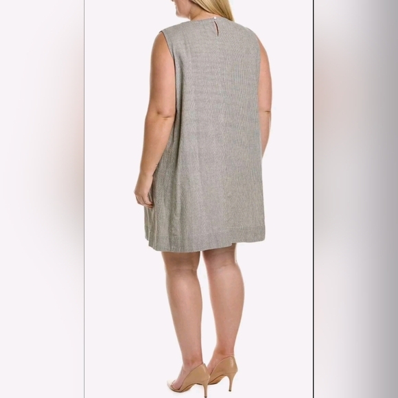 Eileen Fisher Graphite Organic Linen Pinstripe Tunic Dress Women's Est. Large - Picture 7 of 12